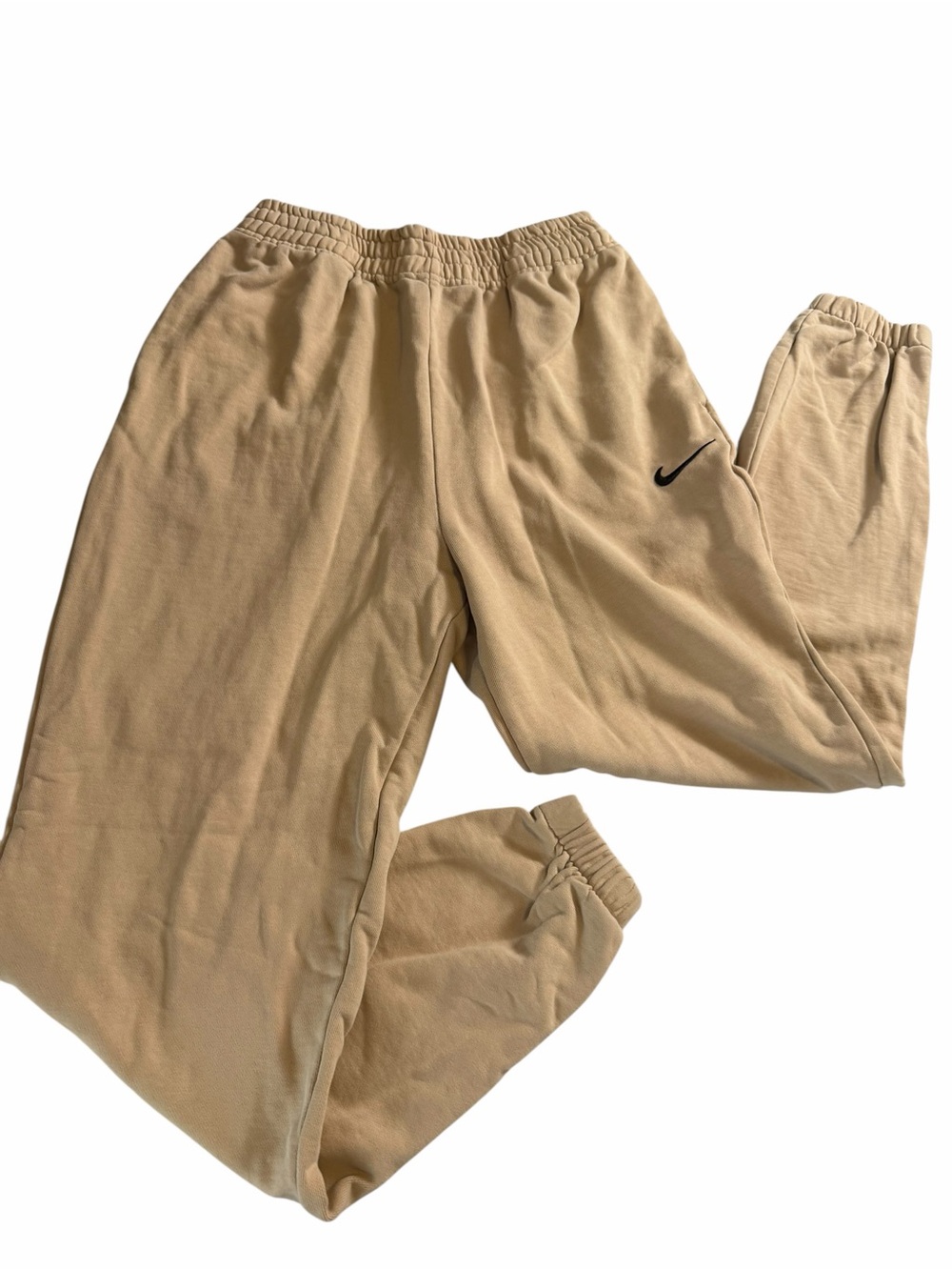 Nike Sweatpants Women's medium Beige black swoosh Jogger Pants